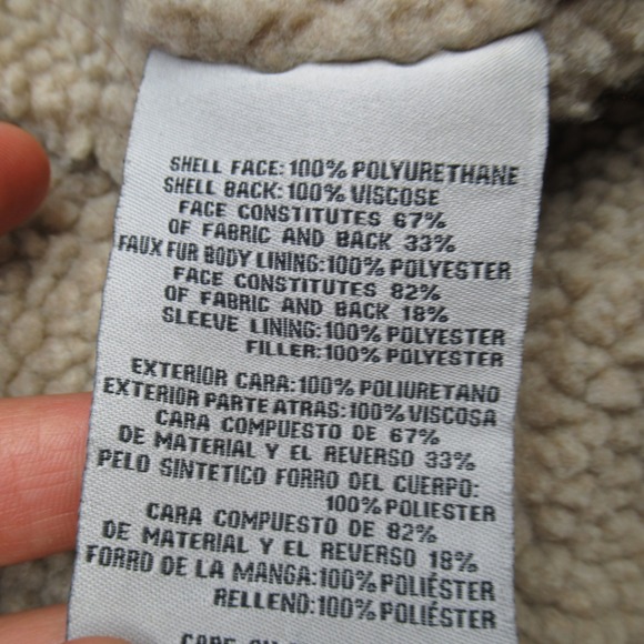Levis Jacket Mens Large Brown Faux Leather‎ Sherpa Lined Pockets Snap Zip Front - Picture 5 of 16